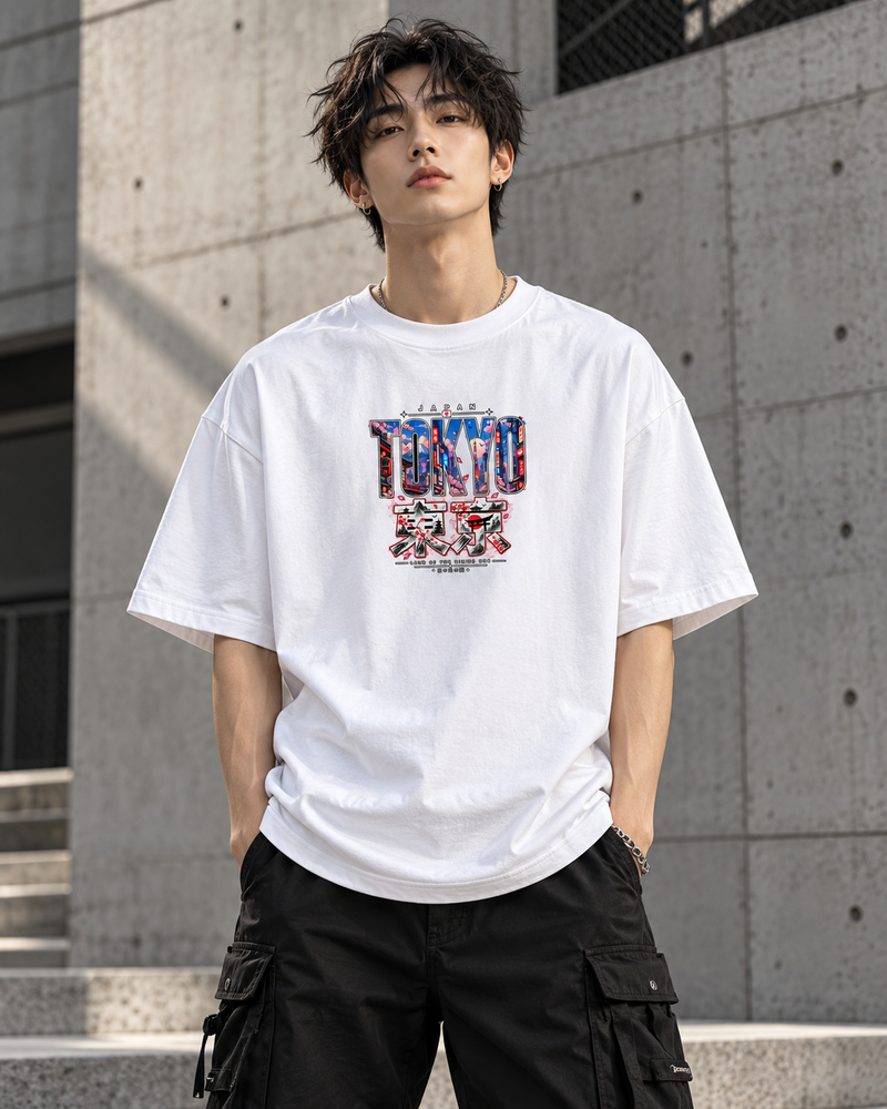 Tokyo Red Moon Oversized Graphic T-Shirt
