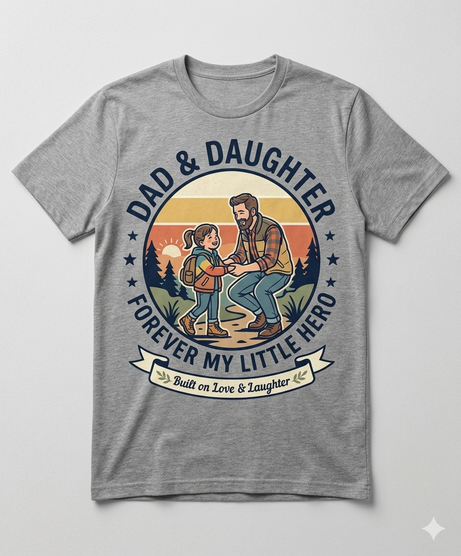Dad & Daughter Vintage Graphic Tee | Unisex Classic Crew T-Shirt