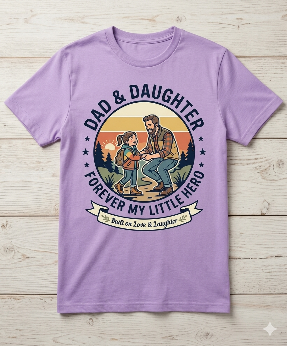 Dad & Daughter Vintage Graphic Tee | Unisex Classic Crew T-Shirt