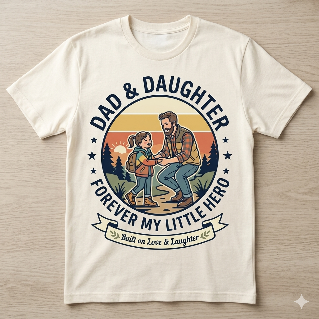 Dad & Daughter Vintage Graphic Tee | Unisex Classic Crew T-Shirt