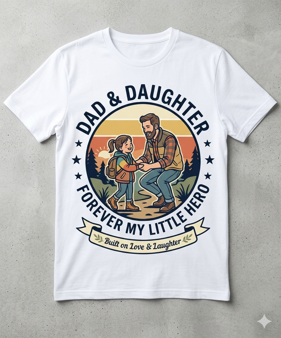 Dad & Daughter Vintage Graphic Tee | Unisex Classic Crew T-Shirt
